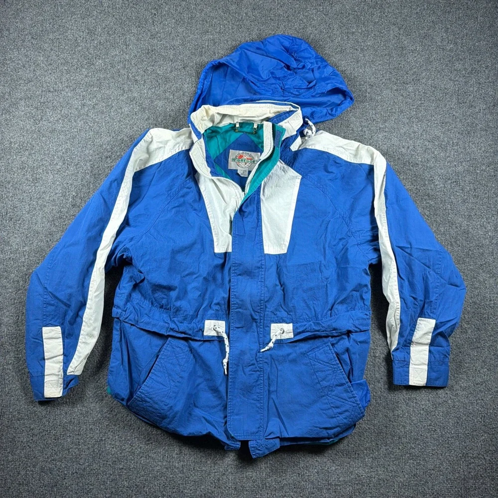 Vintage‎ McGregor Windbreaker Jacket Mens Medium Blue White Stowaway Hood